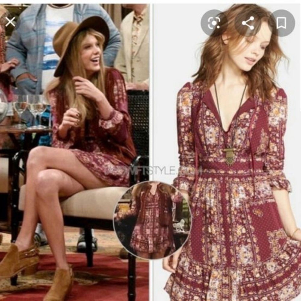 Free people Bridgette Mini Dress Taylor Swift in Berry Combo size medium